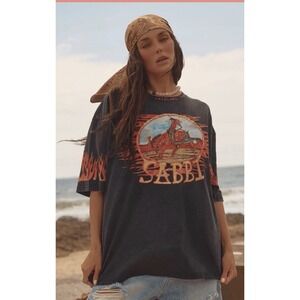 NWT Sabbi AU Flaming Cowboy Logo Flames Fire Oversized XS X-small Horse